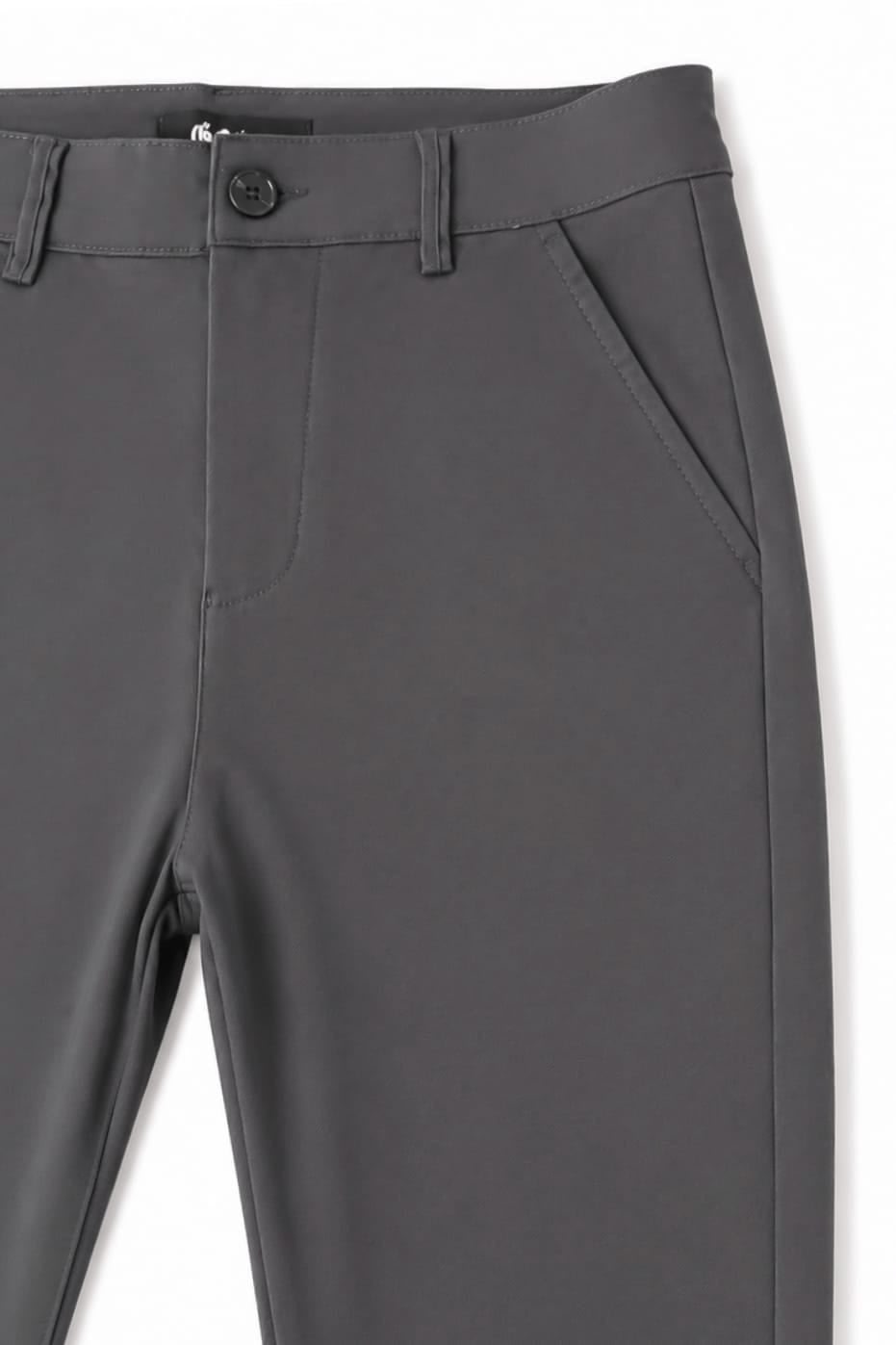 Men's Grey Tailored Slim Fit Dress Pants  Front Waist Detail