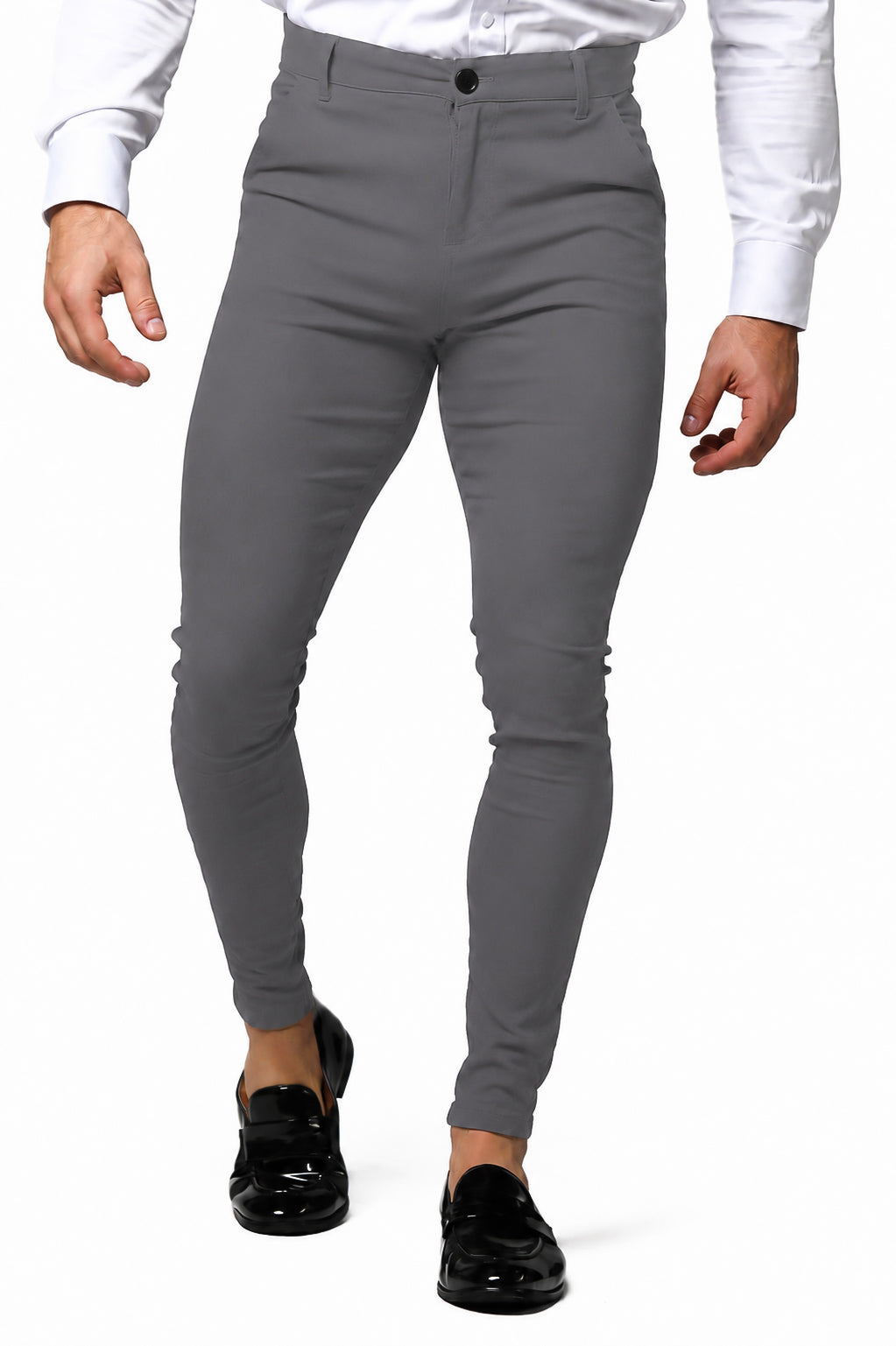 Men's Grey Tailored Slim Fit Dress Pants