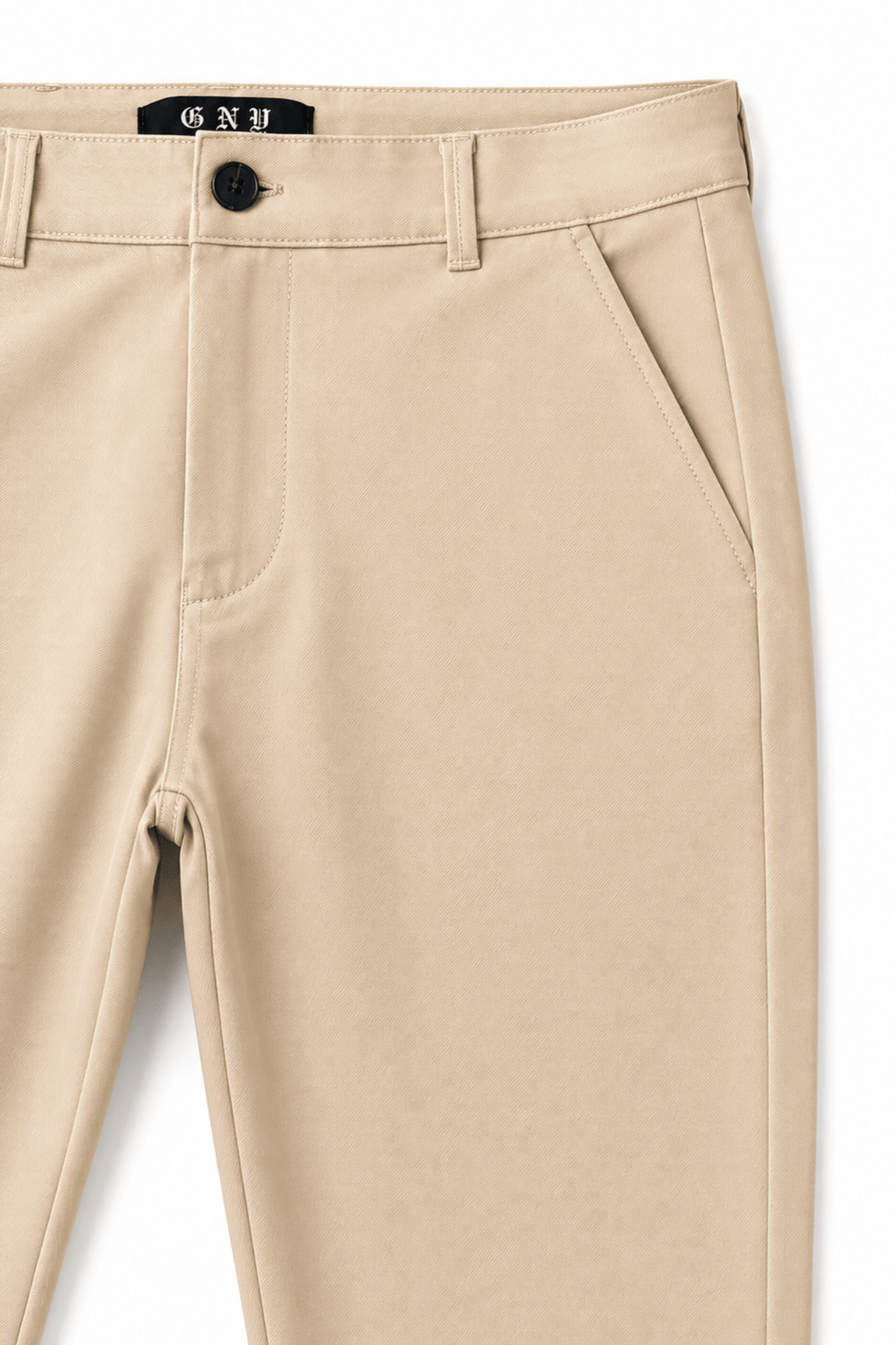 Men’s Khaki Tailored Fit Dress Pants by Gerardo New York (GNY) Front Close Up View