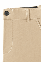 Men’s Khaki Tailored Fit Dress Pants by Gerardo New York (GNY) Front Close Up Waist View