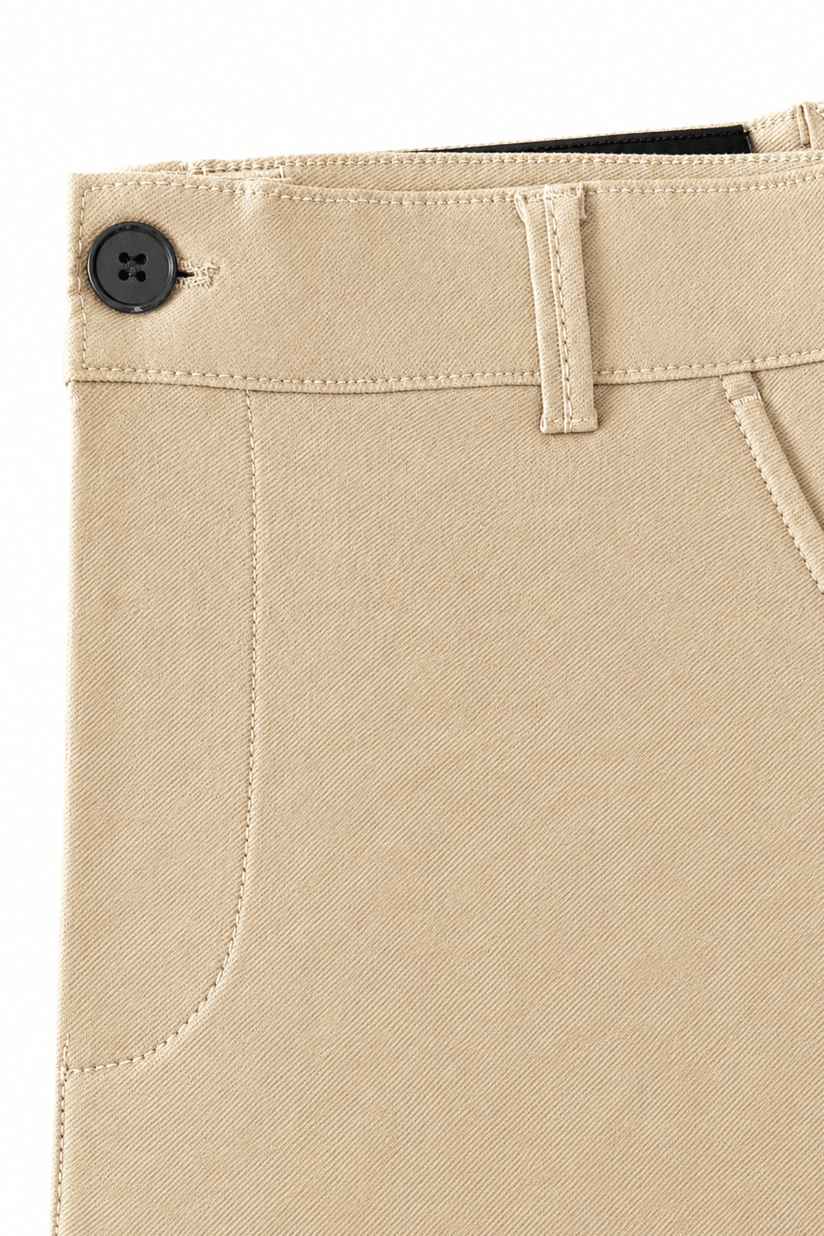 Men’s Khaki Tailored Fit Dress Pants by Gerardo New York (GNY) Front Close Up Waist View