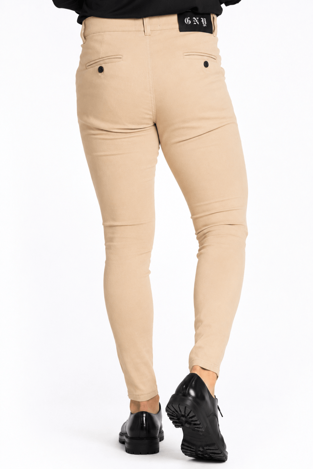 Men’s Khaki Tailored Fit Dress Pants by Gerardo New York (GNY) Model Back View
