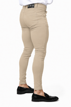 Men's Khaki Tailored Slim Fit Dress Pants Back Model View