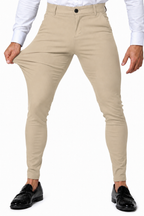 Men's Khaki Tailored Slim Fit Dress Pants Stretch Fabric View
