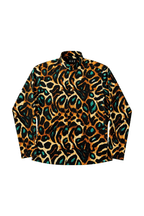 Men's Leopard Print Dress Shirt Tailored Fit Viridian Leopard Front Lay