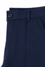 Men's Navy Blue Pleated Dress Pants Empire Button Closure