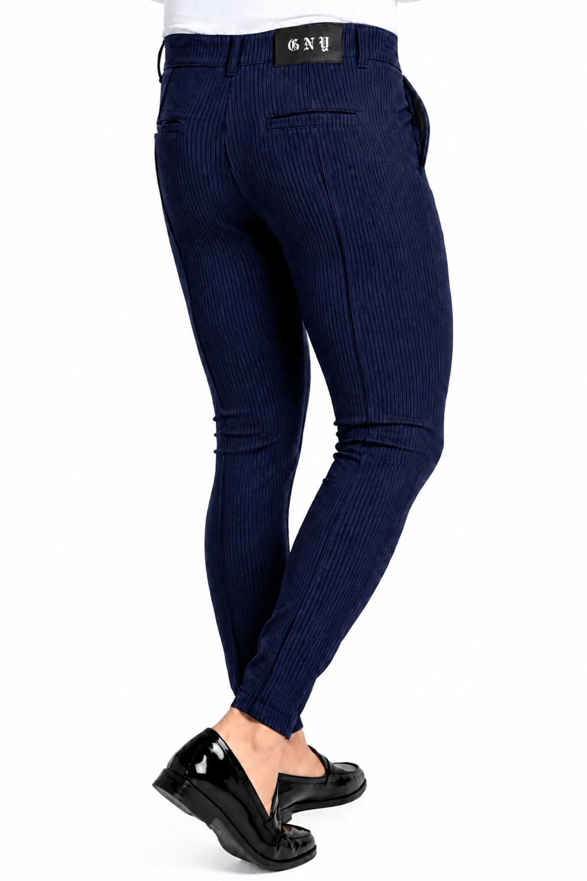 Empire Pleated Pant - Men's Blue Tailored Fit Dress Pants by Gerardo New York (GNY) Back View