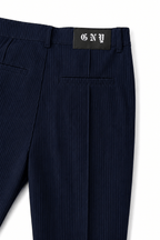 Men's Navy Blue Pleated Dress Pants Empire Back Lay