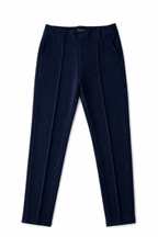 Men's Navy Blue Pleated Dress Pants Empire Flat Lay