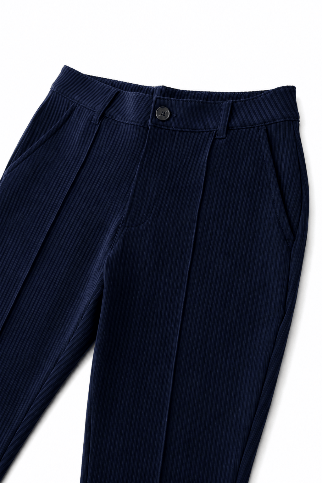 Men's Navy Blue Pleated Dress Pants Empire Front Angle View