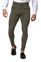 Men's Olive Green Tailored Slim Fit Dress Pants