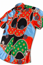 Men's Short Sleeve Tailored Fit Satin Dress Shirt Crown Circuit by Gerardo New York (GNY) Angle View