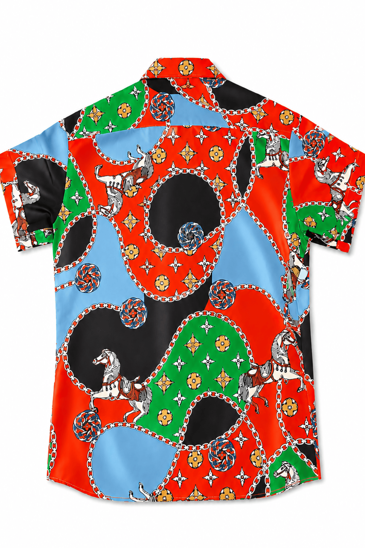 Men's Short Sleeve Tailored Fit Satin Dress Shirt Crown Circuit by Gerardo New York (GNY) Back View
