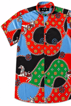 Men's Short Sleeve Tailored Fit Satin Dress Shirt Crown Circuit by Gerardo New York (GNY) Front View 2