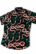 Men's Snake Print Short Sleeve Tailored Fit Shirt Crimson Serpent by Gerardo New York (GNY) Angle View