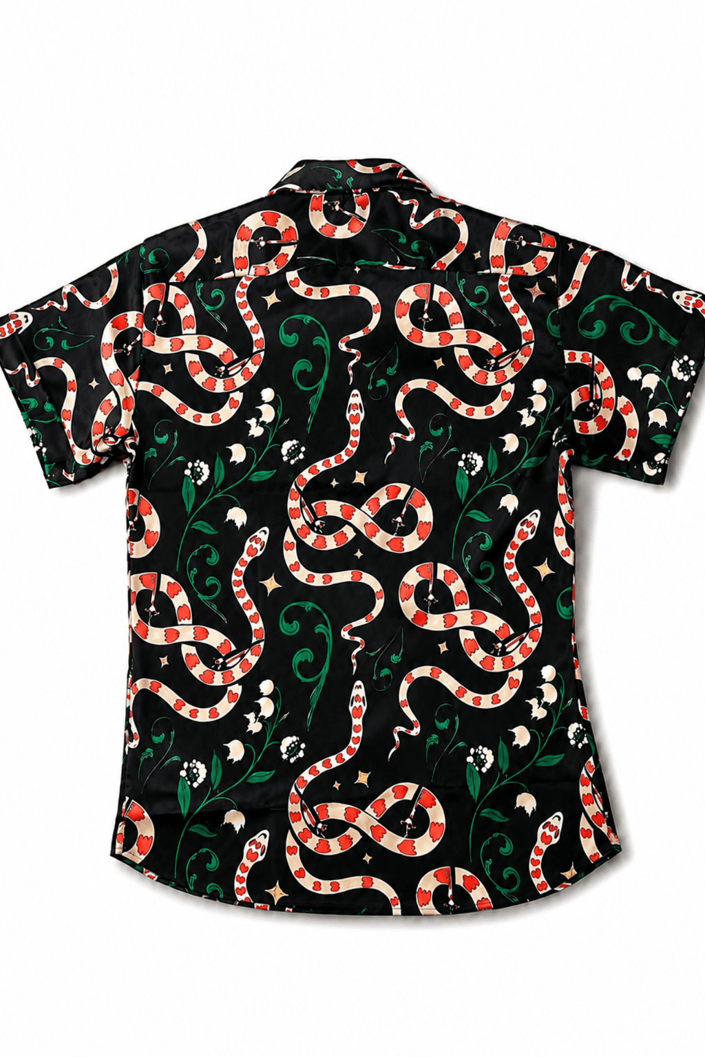 Men's Snake Print Short Sleeve Tailored Fit Shirt Crimson Serpent by Gerardo New York (GNY) Back View