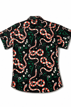 Men's Snake Print Short Sleeve Tailored Fit Shirt Crimson Serpent by Gerardo New York (GNY) Back View
