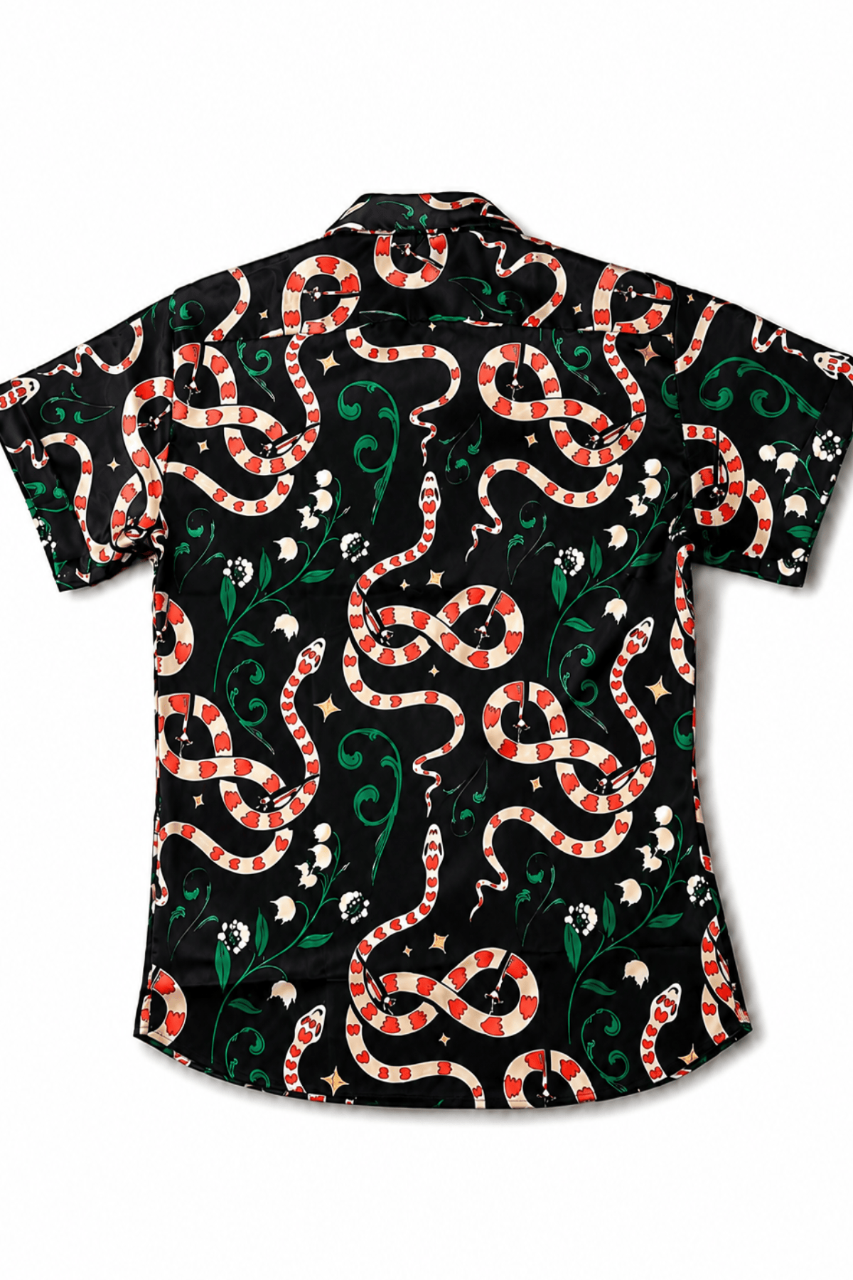 Men's Snake Print Short Sleeve Tailored Fit Shirt Crimson Serpent by Gerardo New York (GNY) Back View