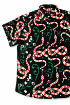 Men's Snake Print Short Sleeve Tailored Fit Shirt Crimson Serpent by Gerardo New York (GNY) Front View 2
