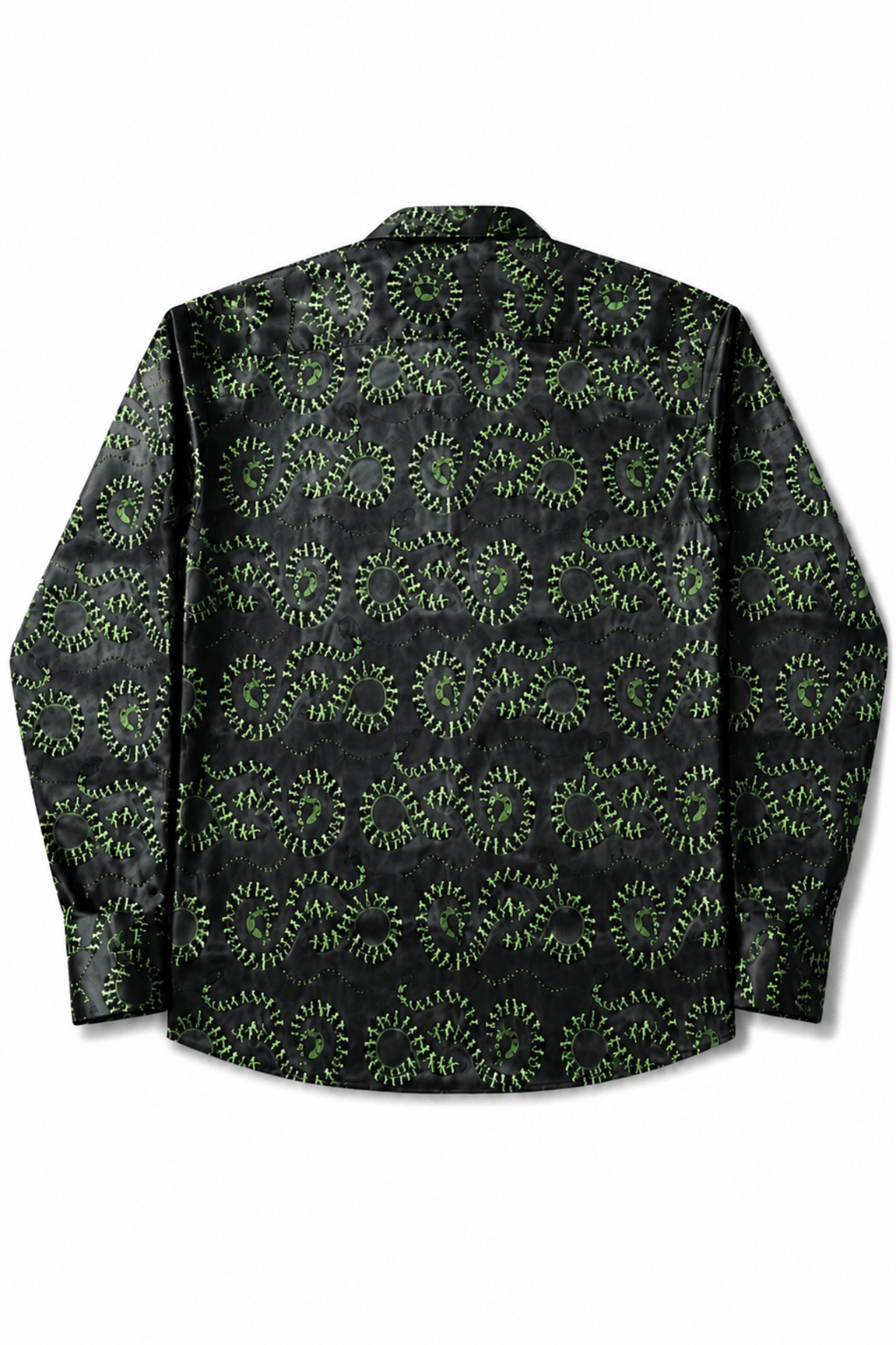 Men's Snake Print Tailored Fit Satin Dress Shirt  Midnight Serpent by Gerardo New York (GNY) Back View