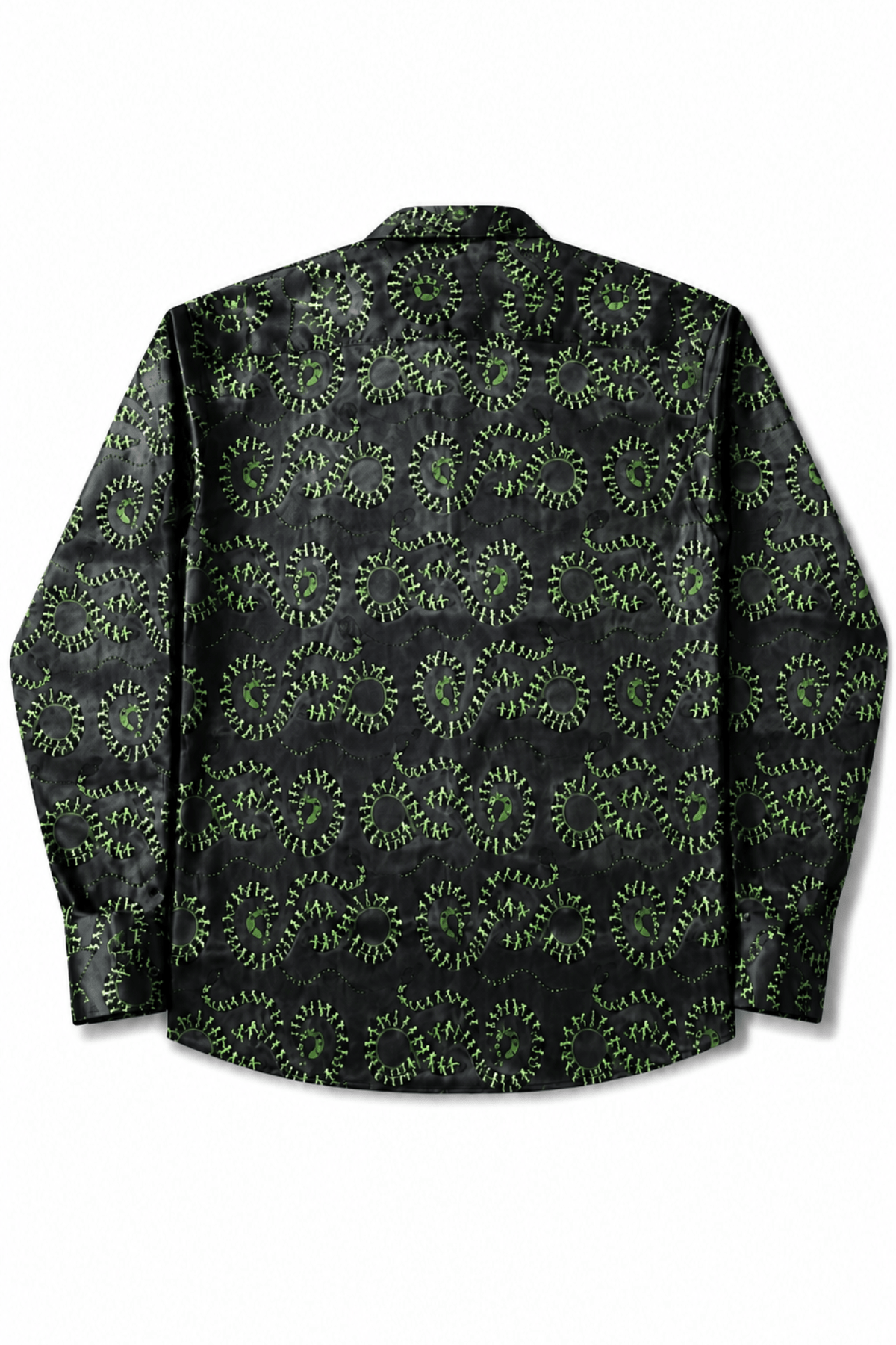 Men's Snake Print Tailored Fit Satin Dress Shirt  Midnight Serpent by Gerardo New York (GNY) Back View