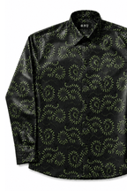 Men's Snake Print Tailored Fit Satin Dress Shirt  Midnight Serpent by Gerardo New York (GNY) Front View 2