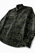 Men's Snake Print Tailored Fit Satin Dress Shirt  Midnight Serpent by Gerardo New York (GNY) Angle View