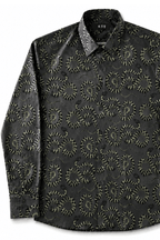 Men's Snake Print Tailored Fit Satin Dress Shirt  Midnight Serpent by Gerardo New York (GNY) Front View Right