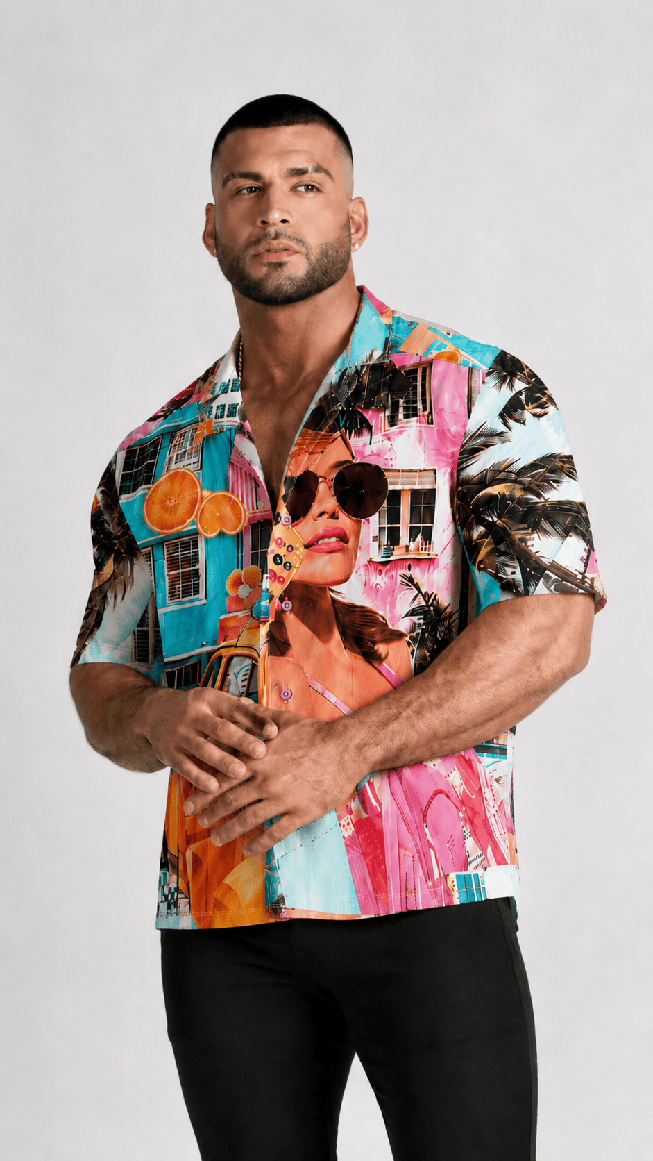 Men's Tailored Fit Short Sleeve Dress Shirt Riviera District by Gerardo New York (GNY)