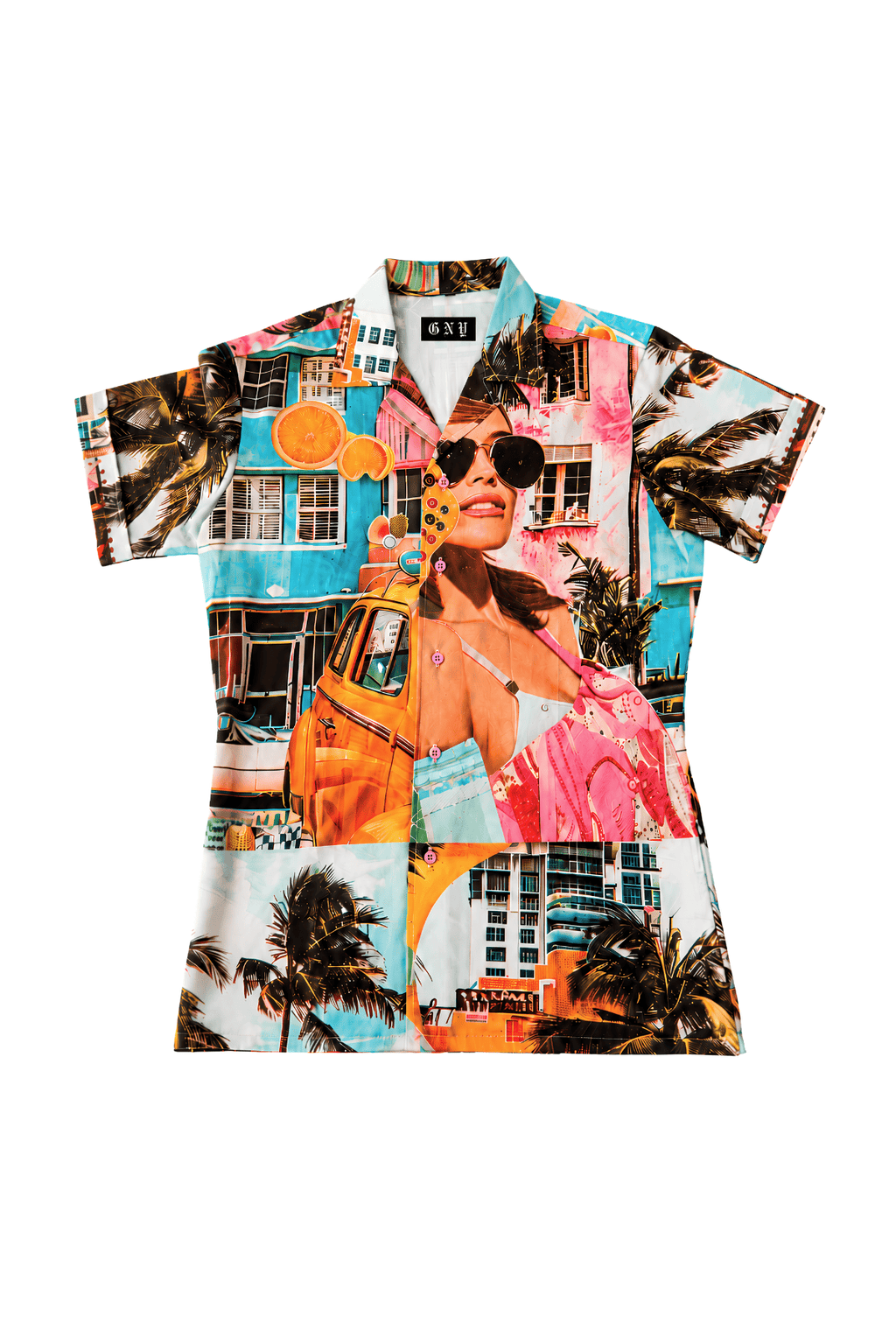 Men's Tropical Vacation Shirt Tailored Fit Riviera District Front Lay