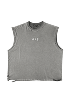 Men’s Vintage Washed Distressed Grey Tank Top Fracture Front Lay