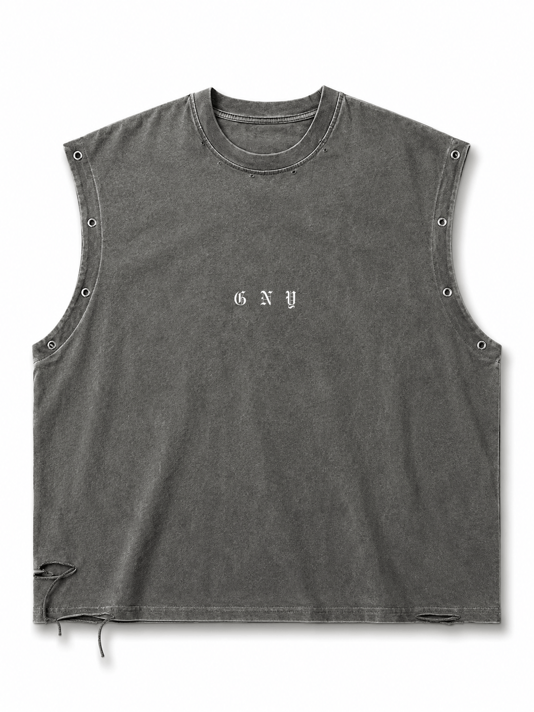 Men’s Vintage Washed Distressed Grey Tank Top - Fracture by Gerardo New York (GNY)