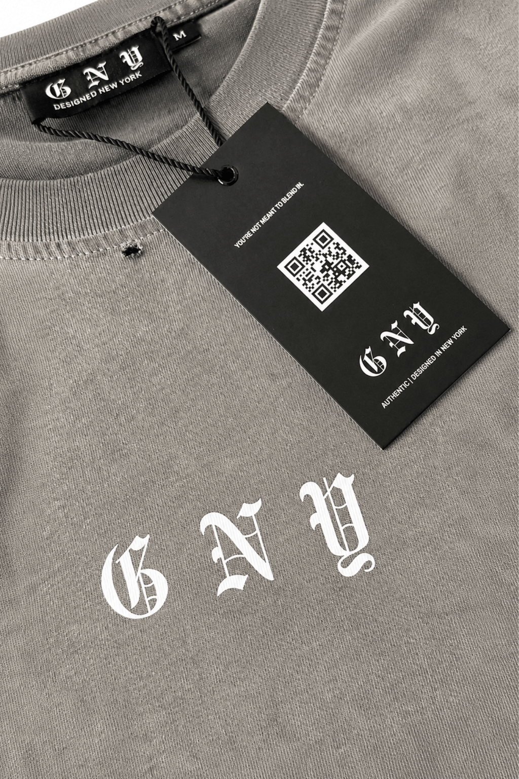 Men’s Vintage Washed Distressed Grey Tank Top Fracture By Gerardo New York (GNY) Hanging Tag View