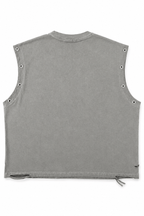 Men’s Vintage Washed Distressed Grey Tank Top Fracture By Gerardo New York (GNY) Back View