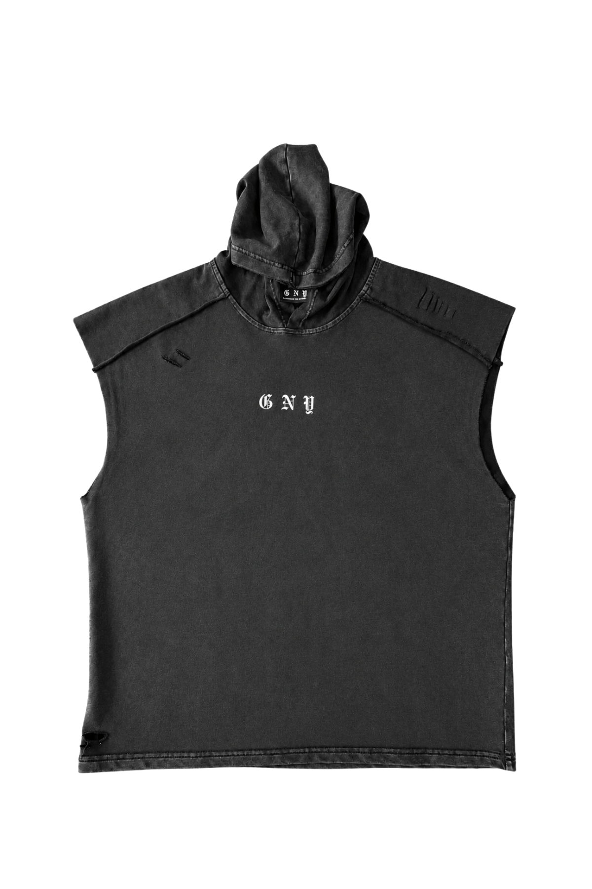 Men’s Washed Black Hooded Sleeveless Tank Weightless