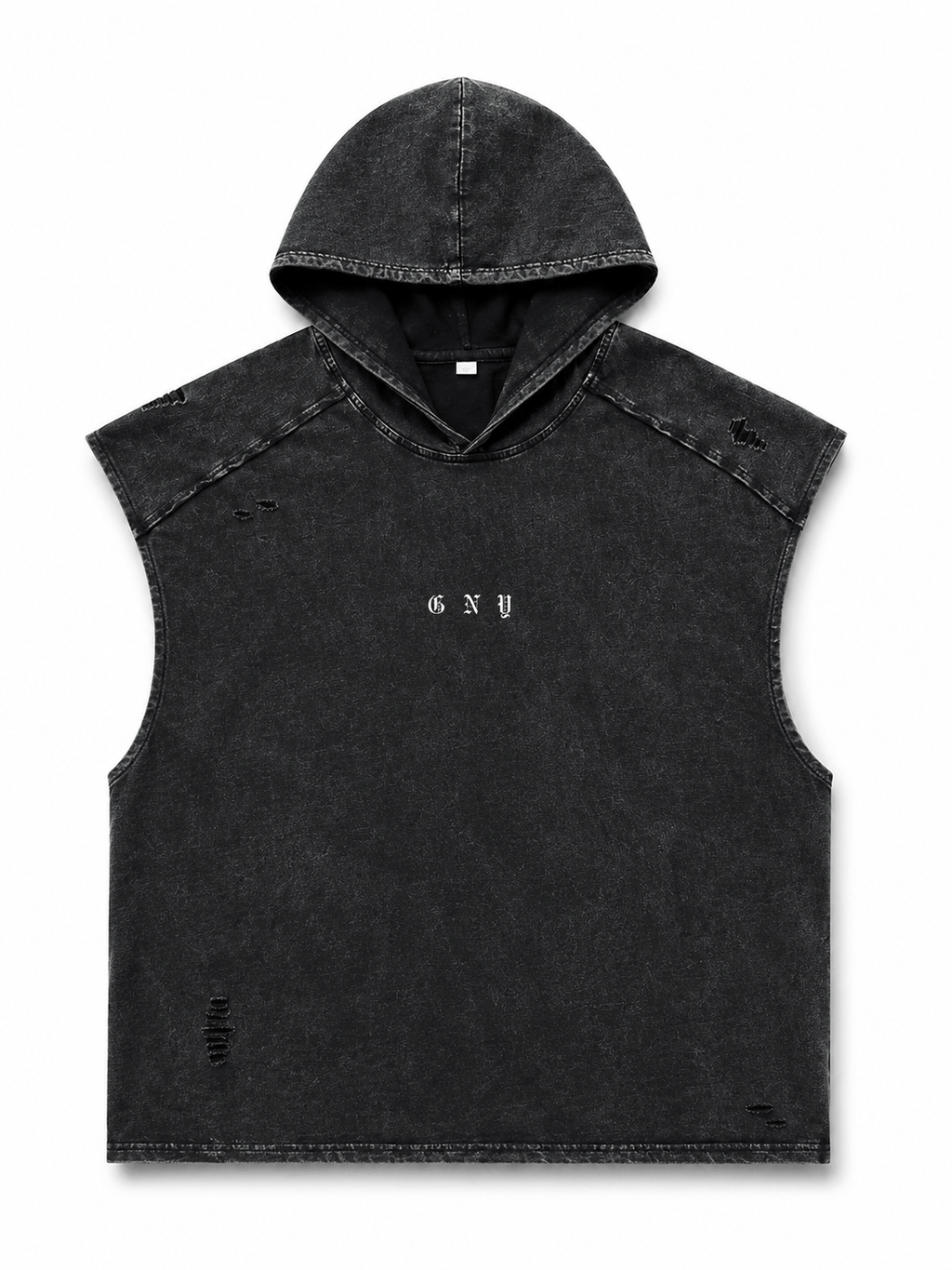 Men’s Washed Black Hooded Sleeveless Tank Weightless |by Gerardo New York (GNY)
