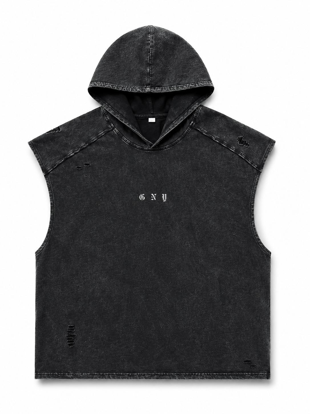 Men’s Washed Black Hooded Sleeveless Tank Weightless |by Gerardo New York (GNY)