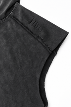 Men’s Washed Black Hooded Sleeveless Tank Weightless by Gerardo New York (GNY) Left Sleeve Distressed Close Up