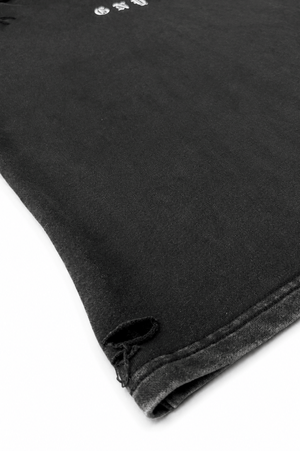 Men’s Washed Black Hooded Sleeveless Tank Weightless by Gerardo New York (GNY) Bottom Right Distressed Detail