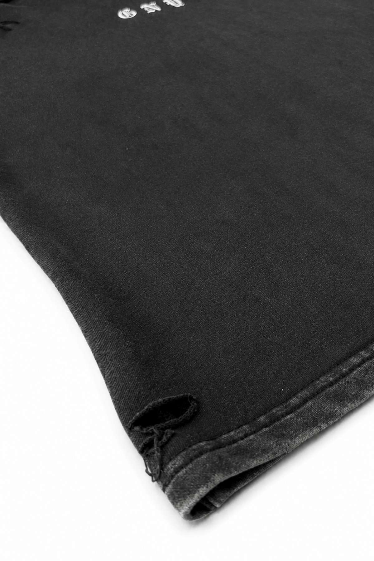 Men’s Washed Black Hooded Sleeveless Tank Weightless by Gerardo New York (GNY) Bottom Right Distressed Detail