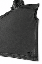 Men’s Washed Black Hooded Sleeveless Tank Weightless by Gerardo New York (GNY) Back Right Distressed Detail