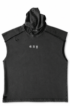 Men’s Washed Black Hooded Sleeveless Tank Weightless by Gerardo New York (GNY) Front View