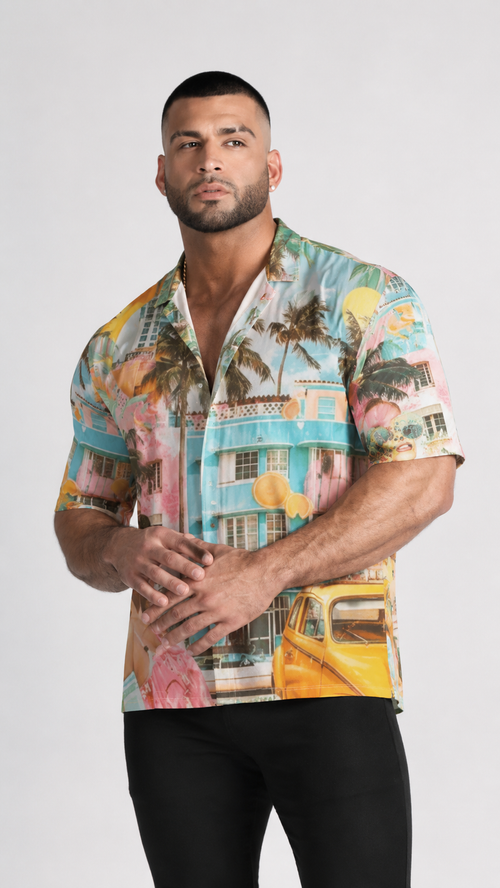 Men's Tailored Fit Short Sleeve Dress Shirt - Riviera District