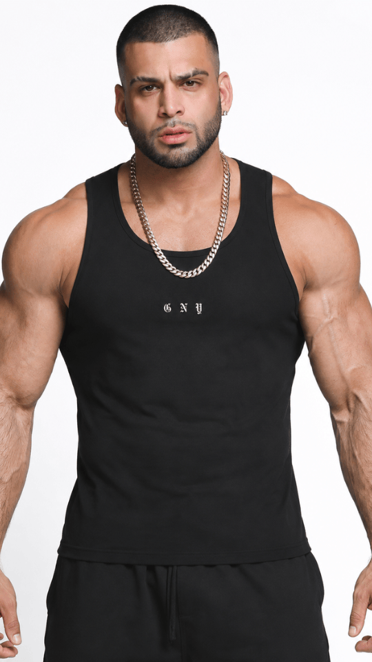 Men’s Black Relaxed Fit Tank Top Unrestricted by Gerardo New York (GNY)
