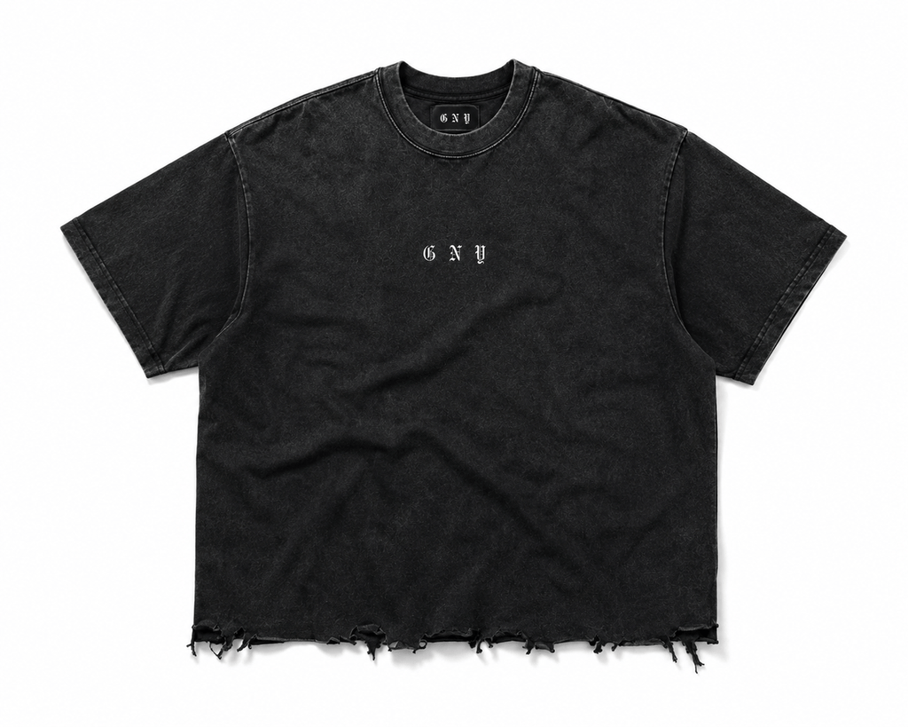 Men’s Black Washed Distressed Boxy Shirt Core by Gerardo New York (GNY)