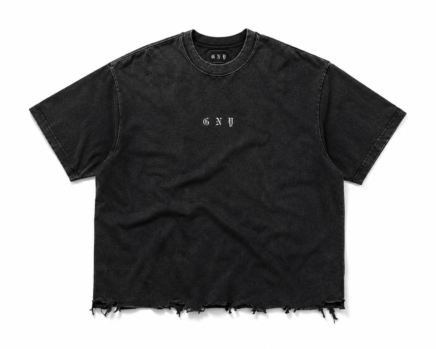 Men’s Black Washed Distressed Boxy Shirt Core by Gerardo New York (GNY)